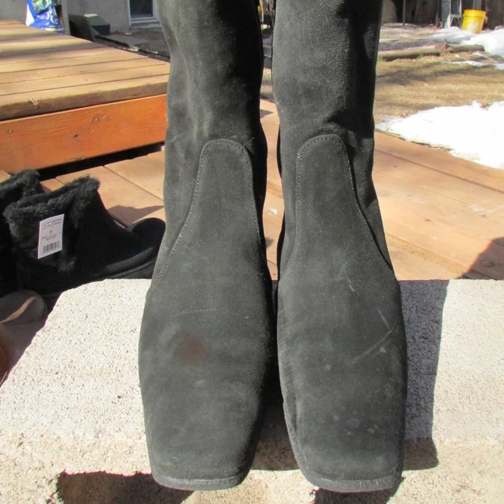 Aquatalia suede wedge boots in black